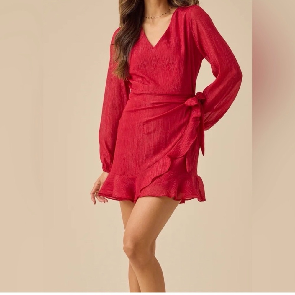 Altar'd State Vibrant Red Long Sleeve Dress